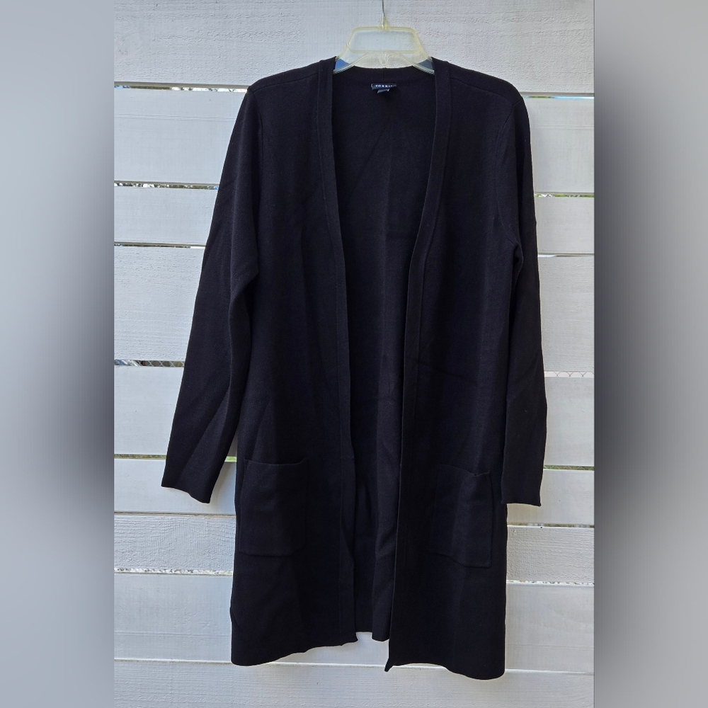 Torrid Layering Cardigan Open Front Pockets Black Longline Sweater Plus Size 1